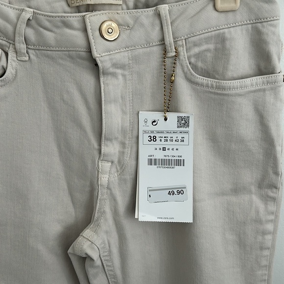 Zara Off White Super Stretch Skinny Jeans Size 6 NWT - Picture 2 of 8